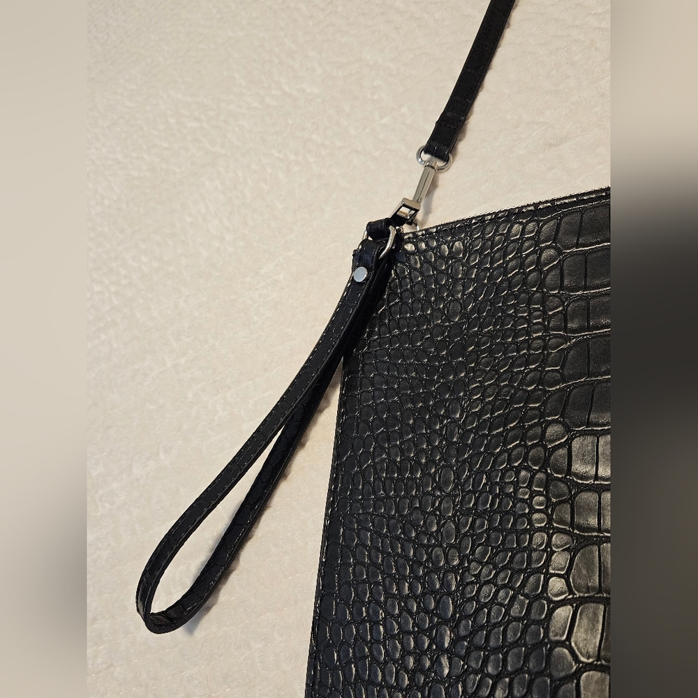 Zara Croc Embossed Clutch Crossbody Bag - Picture 2 of 6